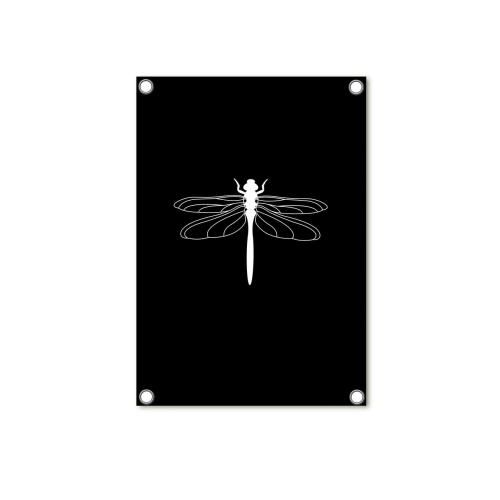 Zoedt Tuinposter Zwart met Witte Libelle