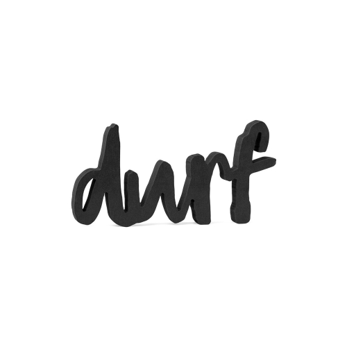Mooi woonaccessoire deze aan elkaar geschreven letters met het woord DURF. De letters zijn gemaakt van 19mm dik MDF en kan daardoor perfect blijven staan. Leuk om neer te zetten op een plankje, tafeltje of dressoir. Hij is 20,8cm breed en 11cm hoog.